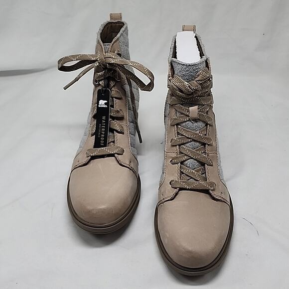 🐨SOREL🐨EVIE 11 NW LACE WOMAN 9.O BOOTIES WATERPROOF OMEGA TAUPE WET SAND NWOB - Picture 4 of 16